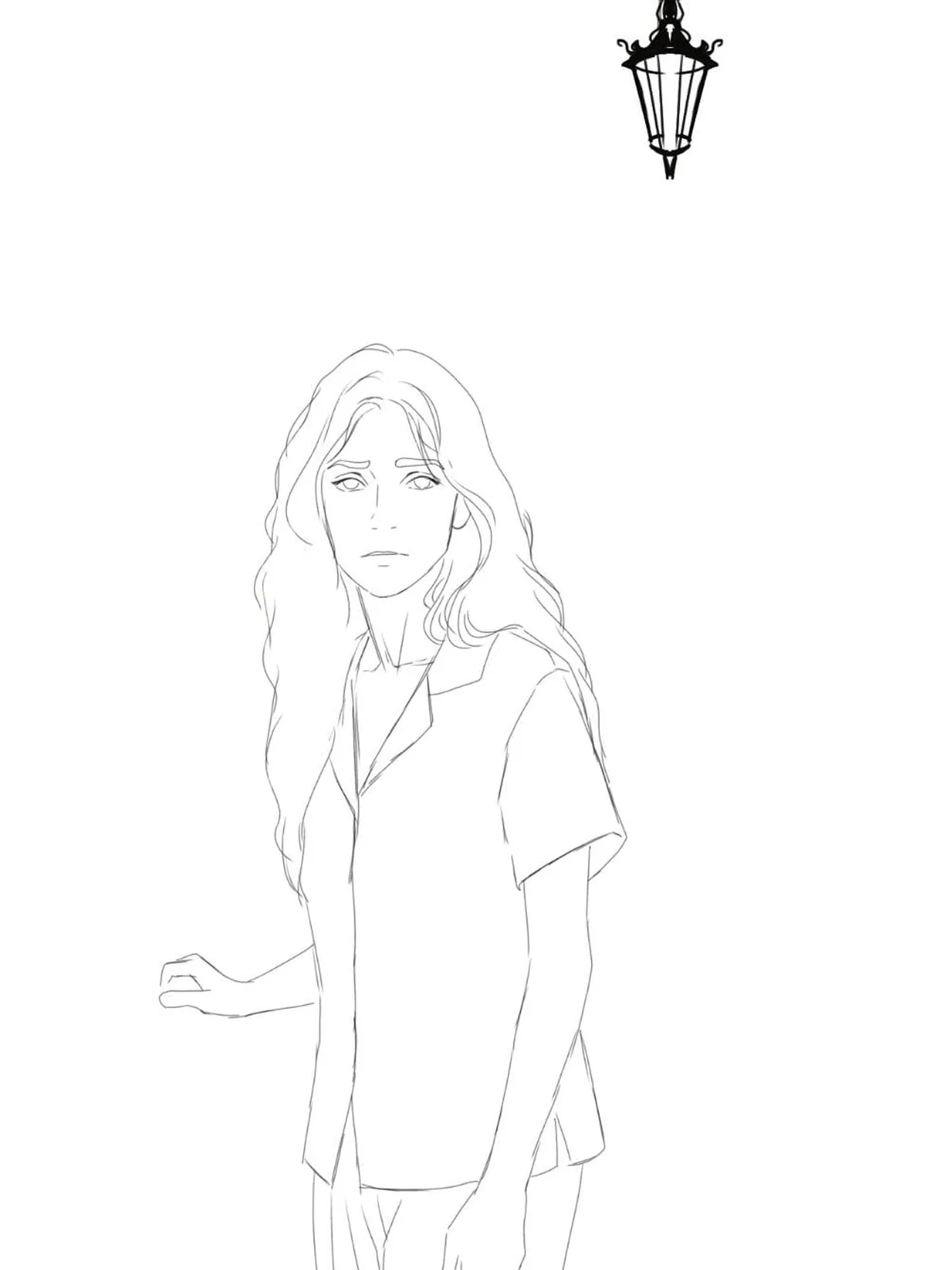 Something in the Hall, line art stage