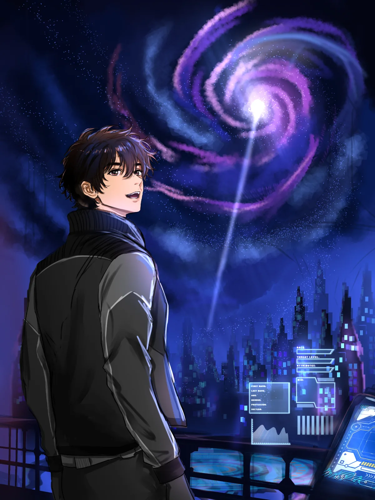 Signal from the Spiral, finished illustration by Hazel Clark