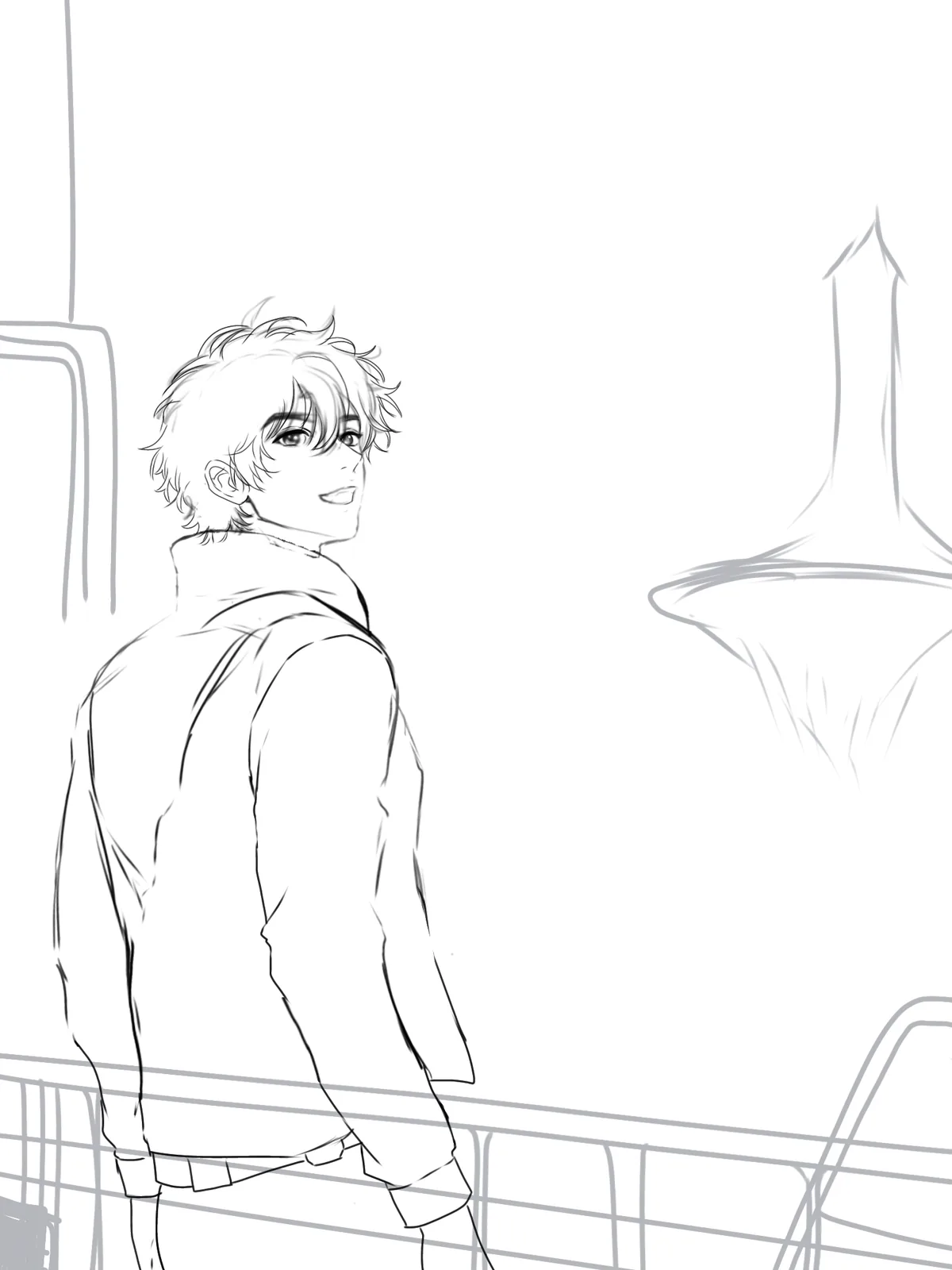 Signal from the Spiral, line art stage